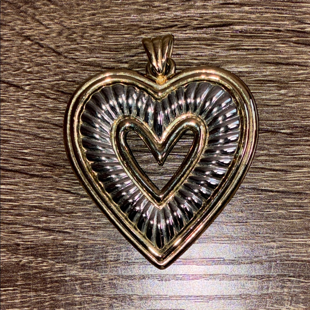 Vintage Two Toned Gold and Silver Heart Pendant